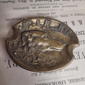 Vintage Art Nevou-stijl messing jachthondthema schotel, visitekaartjesbakje, messing trinketschaal, ring of sieradenbakje, hondendecor