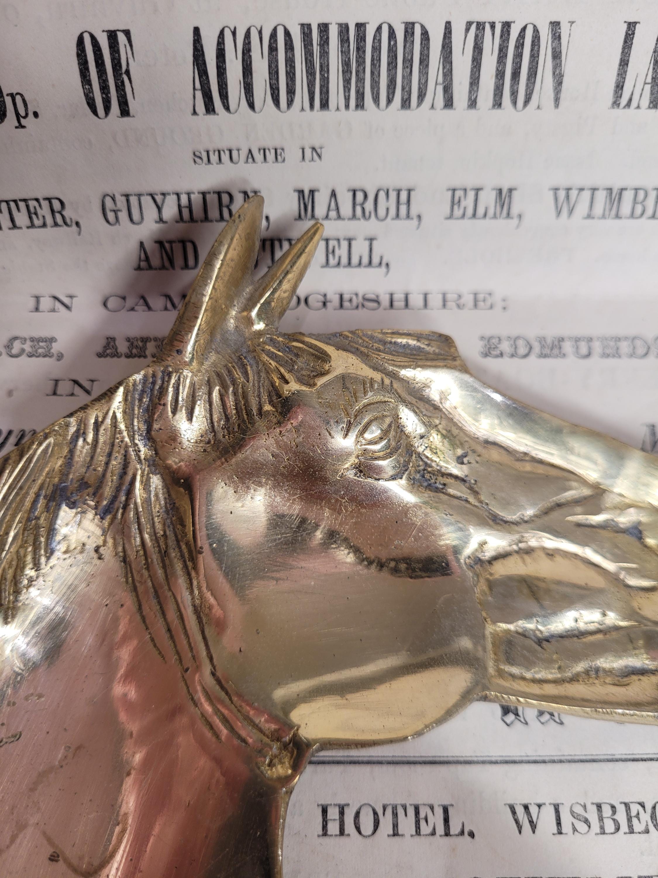 Vintage Horse Head Brass Dish, Ashtray, Calling Card Tray, Brass