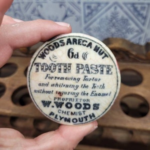 Antiker Wald Areca Nuss Zahnpasta Plymouth Topf Deckel, Apotheke Glas, Werbung viktorianischen Paste Topf, Apotheke antike Apotheke