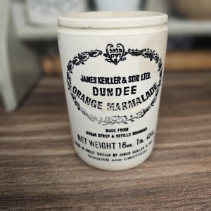 Pote de marmelada antigo James Keiller & Sons Dundee em ferro fundido com impressão por transferência, decoração para casa, vaso, peça vintage para cozinha.