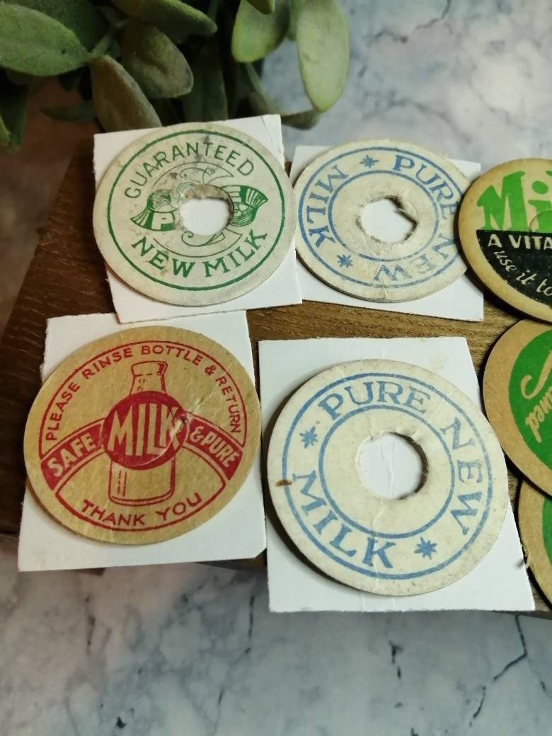 Collection of Vintage Milk Bottle Tops Advertising - Etsy