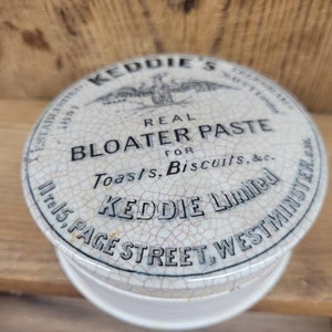 Vintage Potted Meats Relish Pot, Antique Stoneware Pot, Bloater Paste, Meat Ceramic Pot, Antique Advertising Stone Pot