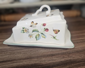 Preciosa quesera James Kent Old Foley 'Strawberry', artículos de cocina vintage.