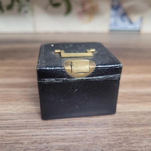 Black Petite Travelling Leather Vesta Match Striker, Antique Curio, Antique Matchstriker