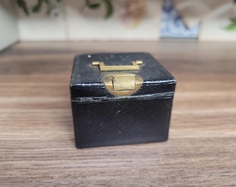 Black Petite Travelling Leather Vesta Match Striker, Antique Curio, Antique Matchstriker