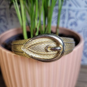 1970s Buckle Design Bangle by Avon, Gold Tone Bangle, Retro Jewellery,  Gift for her