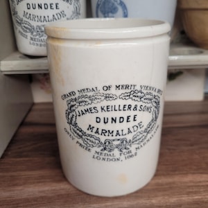 Vintage James Keiller & Sons Transfer Printed Ironstone Dundee Marmalade Crock, Home Decor, Vase Pot, Vintage Kitchen Advertising