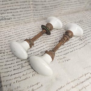 Antique Door Handles - 1920s Porcelain Door Furniture - French Architectural Salvage - Ceramic Door Knobs