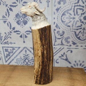 Beautiful Carved Antler, Rams Head Design, Carved Knife Handle, Antique Carved