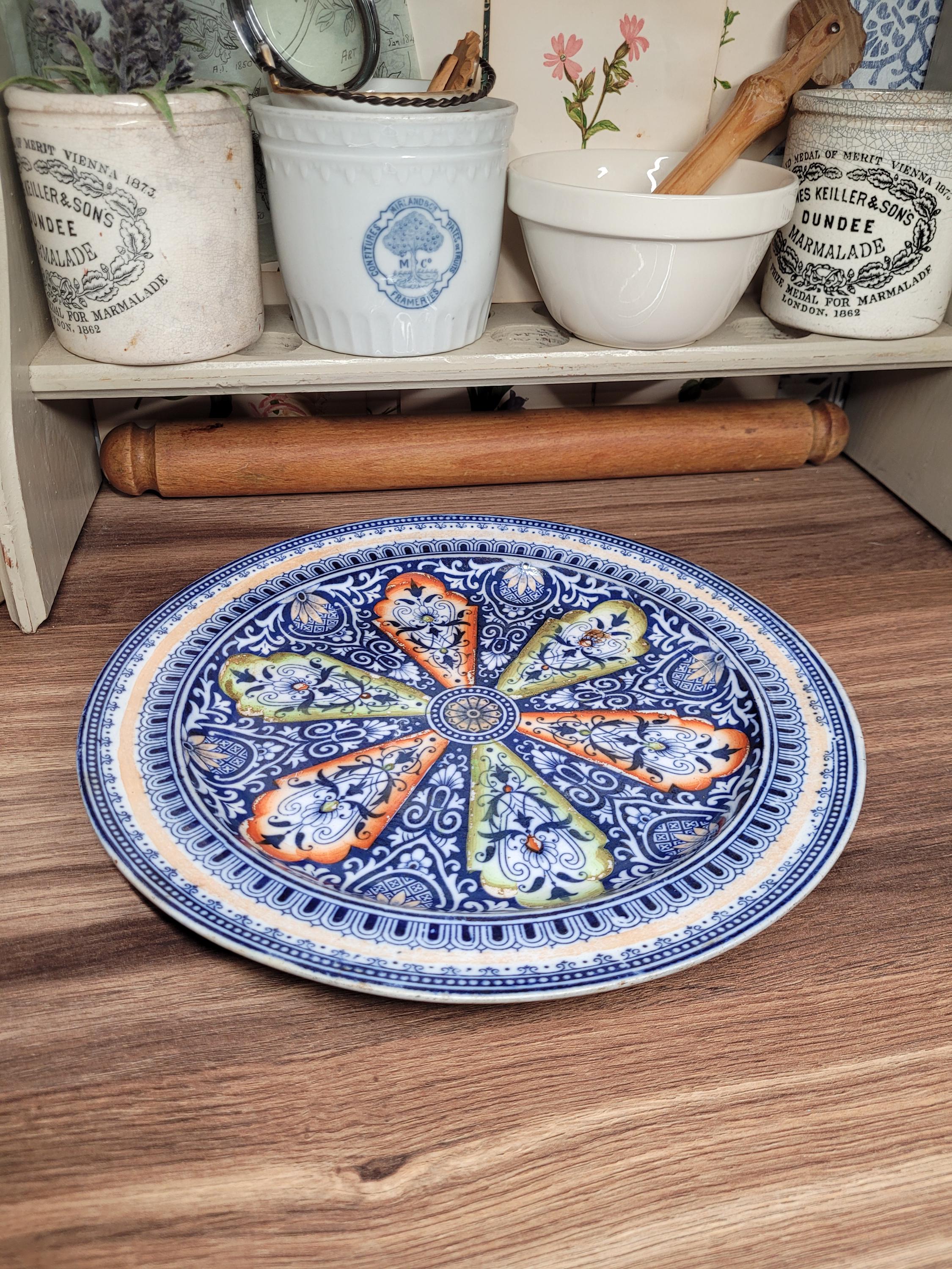 アンティーク 1800年代後半 J Defries & Sons 陶器プレート、希少な