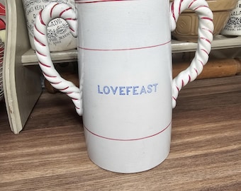 Antike Keramik Liebe Krug 'Loveafeast', Twisted Handle Vase, Antique Kitchenalia