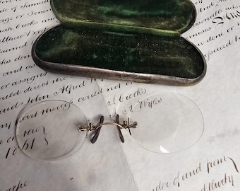 Vintage Pince Nez Pinch Nose Spectacles Vintage Glasses, Collectible Spectacles,  Vintage Curio