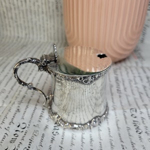 1907 Silver Mappin and Webb Mustard Drum with Blue Glass Liner, Antique Silver
