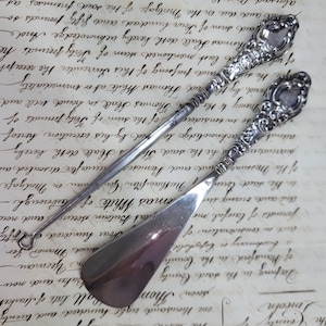 Vintage Silver Handle Button Hook and Shoe Horn, Vintage Gift, Vintage Silver