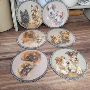 1930s Large Coasters Dog Theme, Vintage Coasters, Dog Lover Vintage