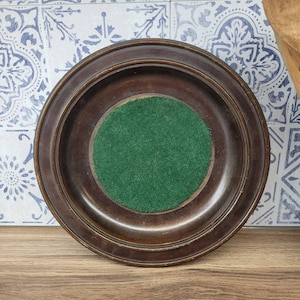 Antique Dark Oak & Green Baize Antique Church Collection Plate