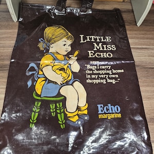 Sac cabas publicitaire vintage Little Miss Echo Margarine, cuisine vintage, sac vintage