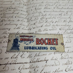 Antique Petite Advertising Plaque,  Rocket Lubricating Oil, Advertising Novelty