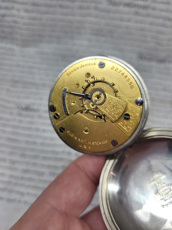 Antique ELGIN Large Pocket Watch, Silveroid, Vict… - image 2