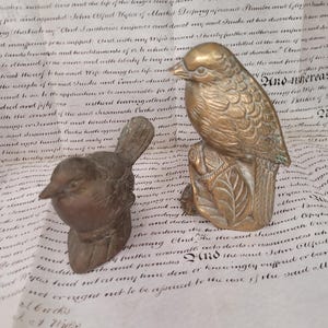 Beautiful Pair of Vintage Brass Bird Figurines,  Bird Decor, Cute Bird Figurines
