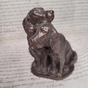Vintage Metal Bronze Effect Dog Figurine Sculpture, Dog Lovers, Spaniels