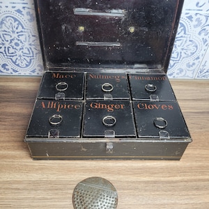 Antique Travelling Spice Tin, Antique Spice Tin, Georgian Spice Box,  Antique Kitchenalia