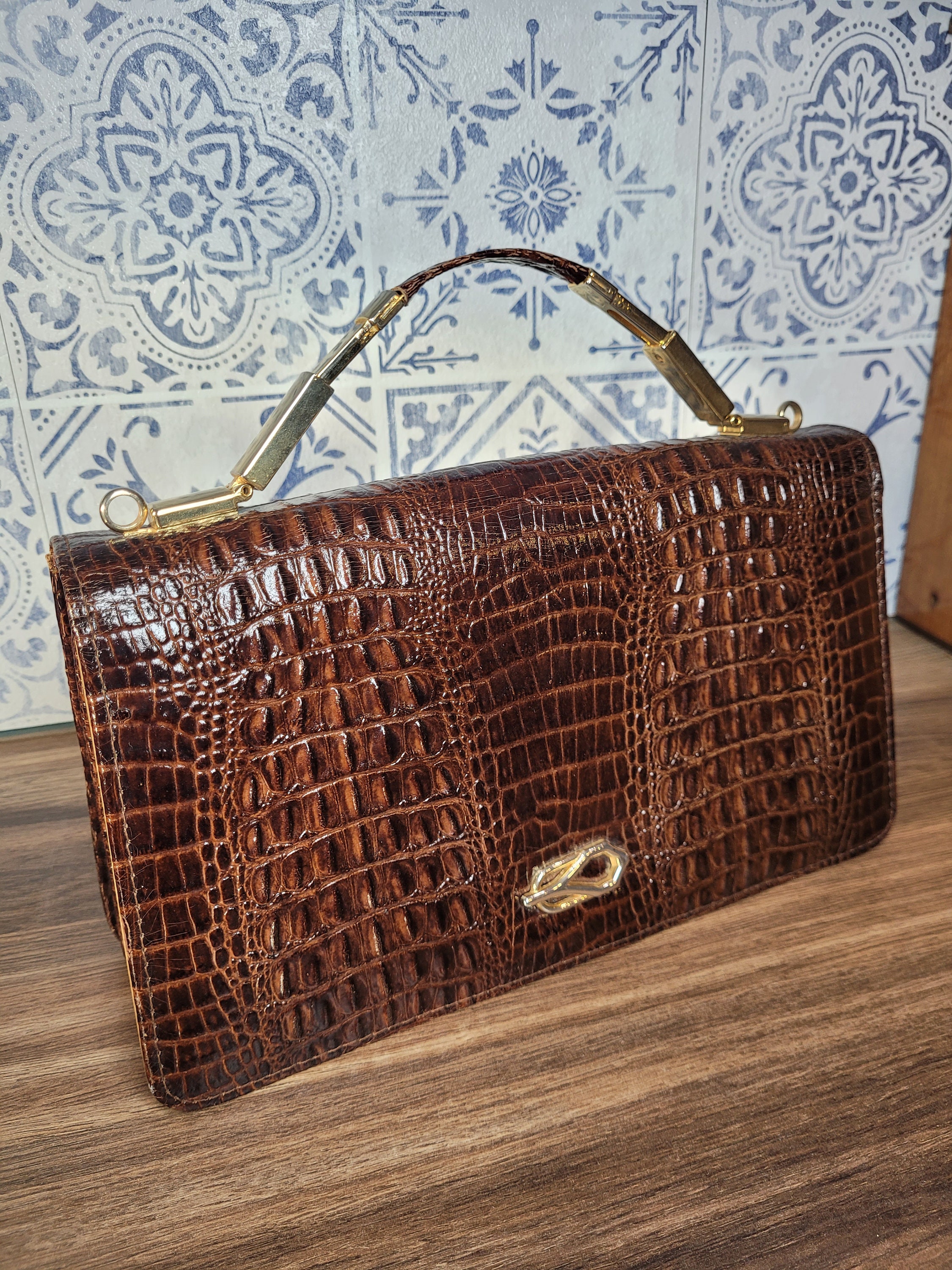 Vintage Faux Snake Skin Handbag, Clutch Bag, Vintage Fashion