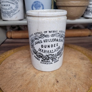 Vintage James Keiller & Sons Transfer Printed Ironstone Dundee Marmalade Crock, Home Decor, Vase Pot, Vintage Kitchen Advertising