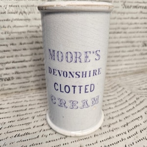 Rare Victorian Moores Devonshire Clotted Cream Pot Purple Transfer Antique Dairy Advertising
