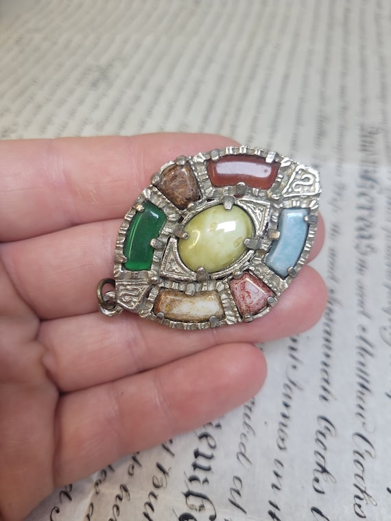 Broche vintage Miracle croix celtique turquoise – style médiéval