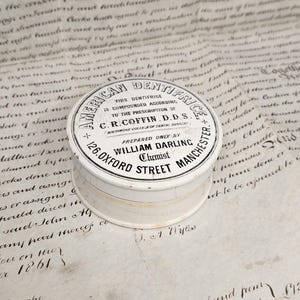 Antique American Dentrifice Pot Lid and Base, Chemist Advertising Ironstone, Victorian Advertising