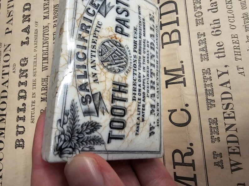 Victorian Toothpaste Label Antique Very Rare Pot Lid Salicifrice Antiseptic Tooth Paste, Antique ...