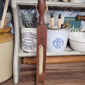 Vintage Wooden French Brewers or Diary Dipping Thermometer, Vintage Thermometer,  Vintage Home Decor, Vintage Decor