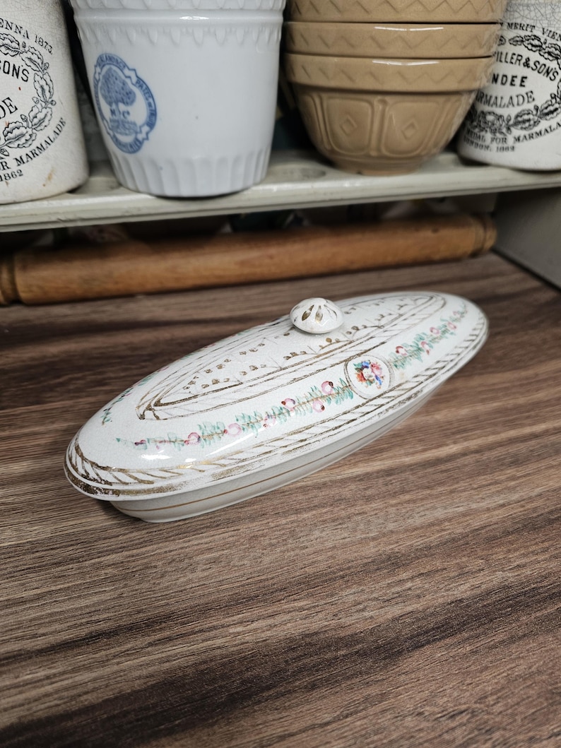 Victorian Lidded Toothbrush / Razor Holder, Soap Dish, Vintage Bathroom ...