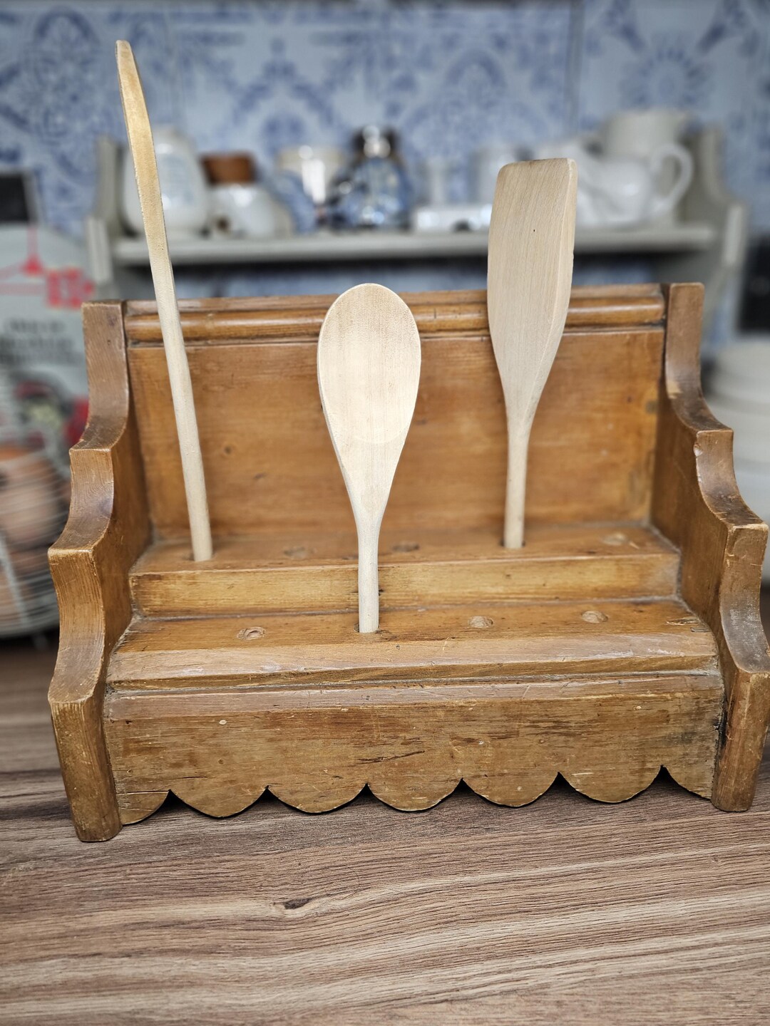 Vintage Welsh Wooden Spoon Rack, Rustic Kitchen Decor - Etsy