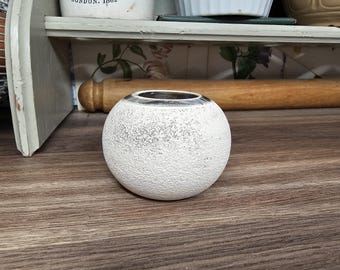 Porta-fósforos de pedra-ferro com esmalte salino antigo e aro prateado, acendedor de fósforos, porta-fósforos colecionável