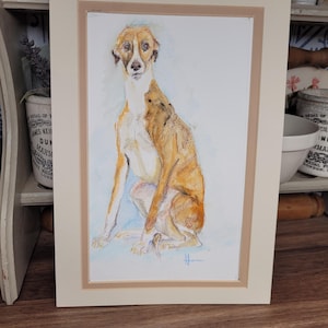Beautiful Greyhound Dog Watercolour Painting,  Original Painting,  Dog Study, Signed Art