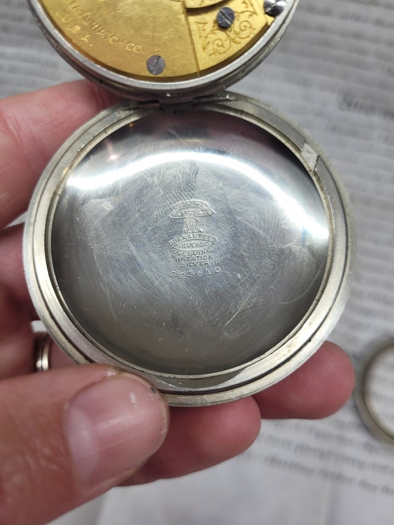 Antique ELGIN Large Pocket Watch, Silveroid, Vict… - image 4
