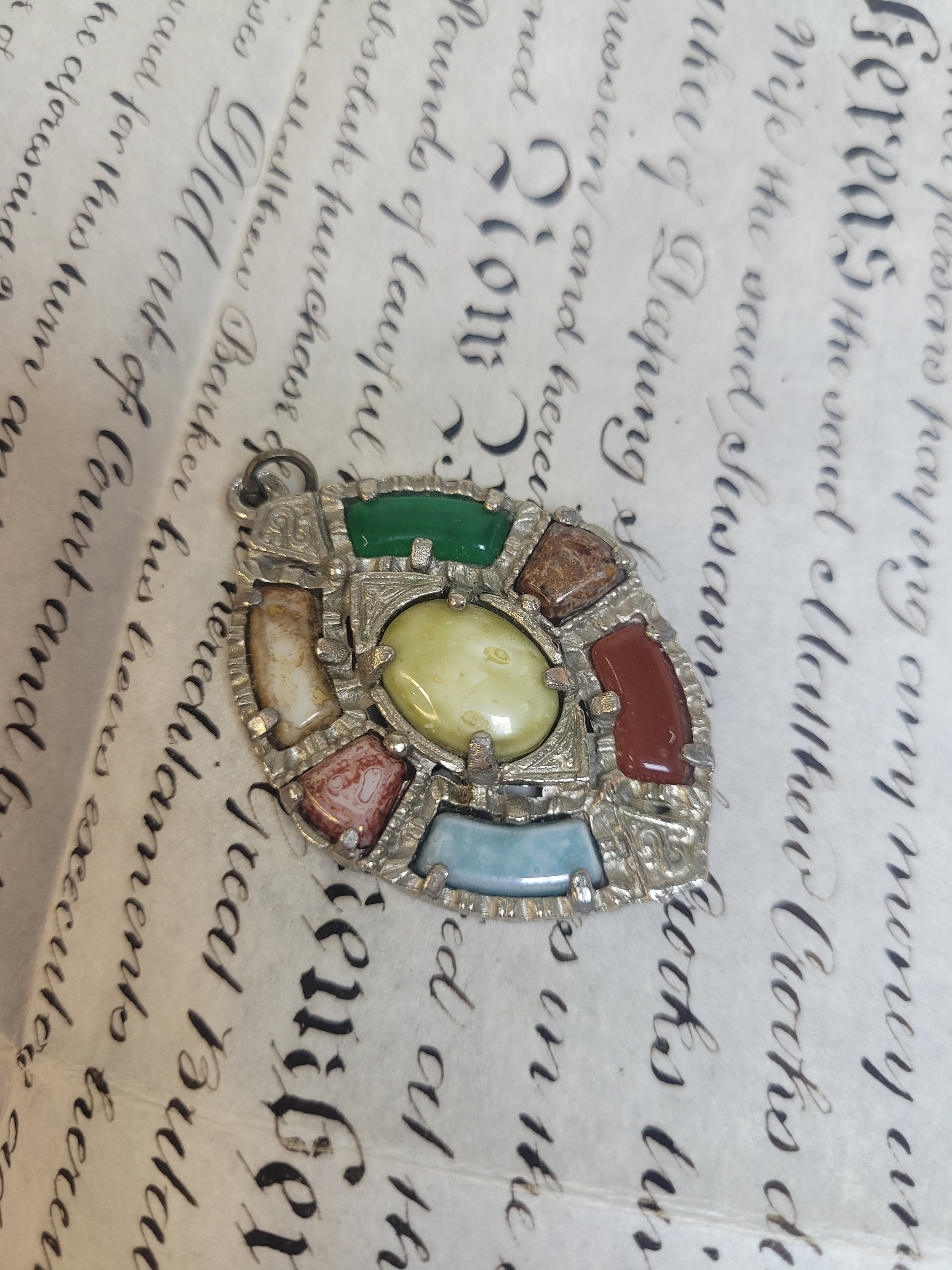 Broche en Argent 925‰ Croix Celtique Avec Onyx A Navette Et Rondes Et