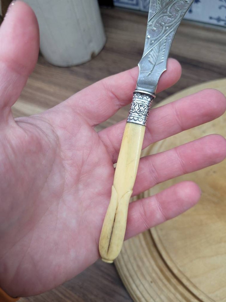 Antique Butter Knife Carved Effect Handle Floral Detail to Etsy