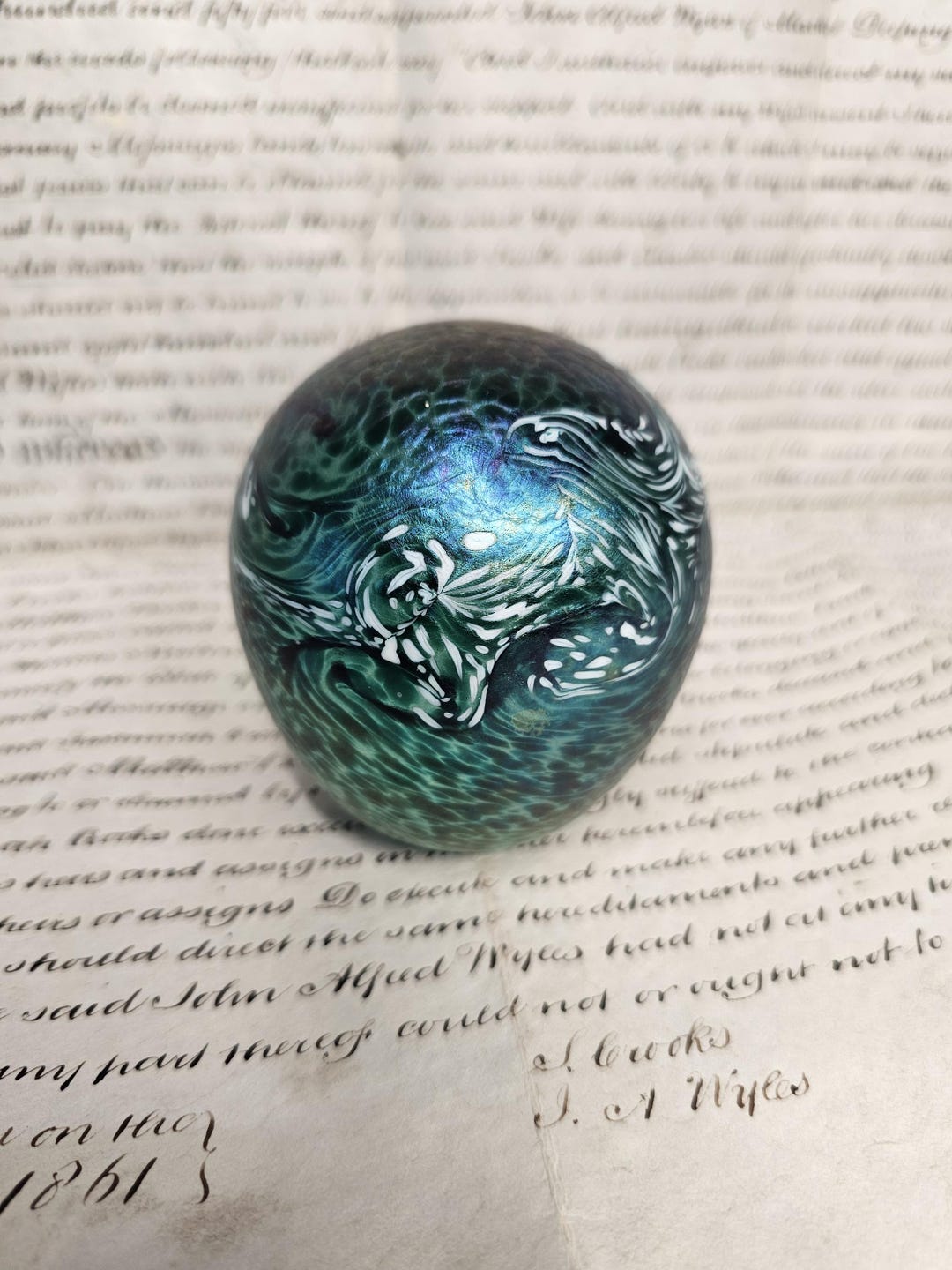 Wonderful Colourful Iridescent Glass Paperweight, Collectible ...