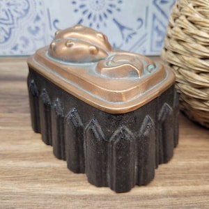 Victorian Copper and Tin Jelly Mould Fig Design Antique Kitchen Decor