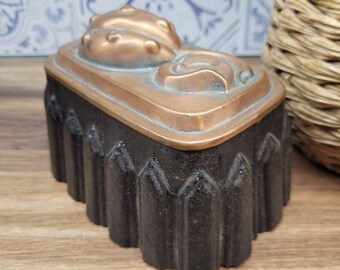 Victorian Copper and Tin Jelly Mould Fig Design Antique Kitchen Decor
