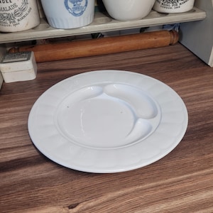 Vintage French Pillivuyt Divided Plate, Flute Rim, Vintage French Kitchen.