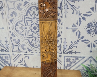 Vintage Wooden Carved Case, Box, Hand Carved Floral Detail