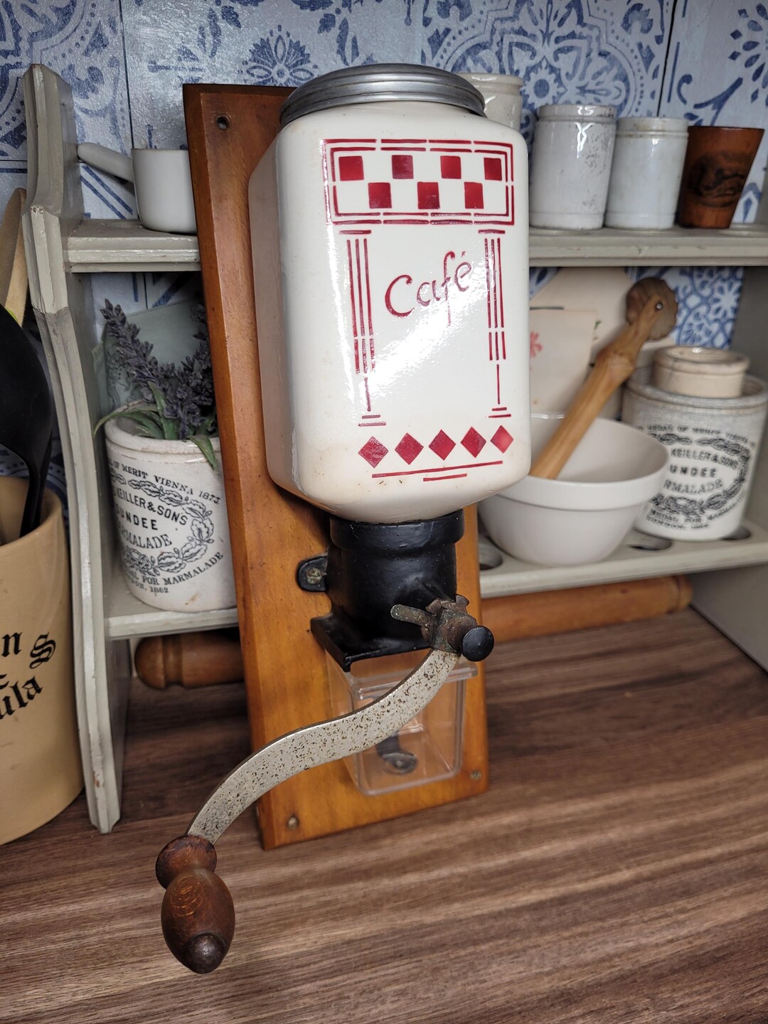 Vintage French Wall Mounted Coffee Grinder 1940s, Vintage Kitchen Decor ...