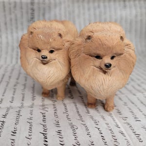 Adorable Pair of Pomeranian Dog Figurines,  Dog Figurines,  Pomeranian Dog