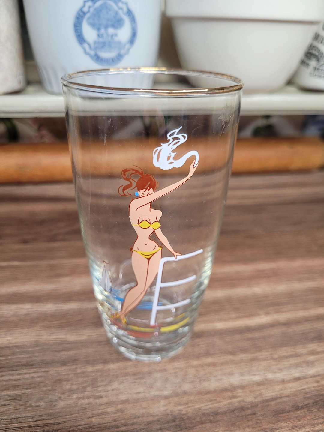 1950s Pin up Girl Drinking Glass, Retro Glass, Retro Barware - Etsy
