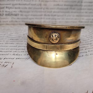 Antique WW1 Trench Art Brass Shell Case Officers Cap, Military Hat, Collectible Militaria