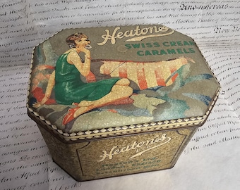 1950s Advertising Tin, Heatons Swiss Cream Caramels, Advertising Tin, Prop Display,  Collectible Tin